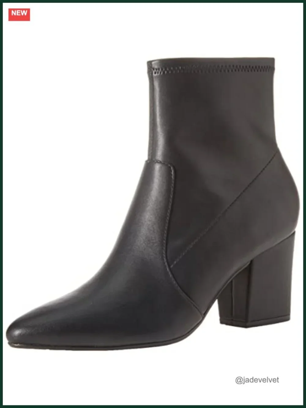 Women's Fitted Stretch Faux Leather Ankle Boots Pointed Toe Block Heel